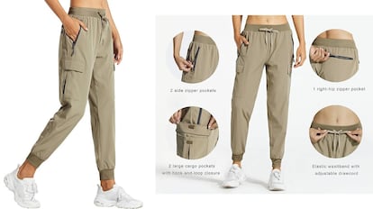 Pantalón cargo elástico y de secado rápido.