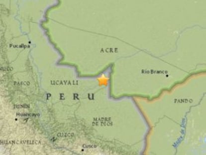 Epicentro do terremoto que aconteceu no leste do Peru na terça-feira, dia 24.