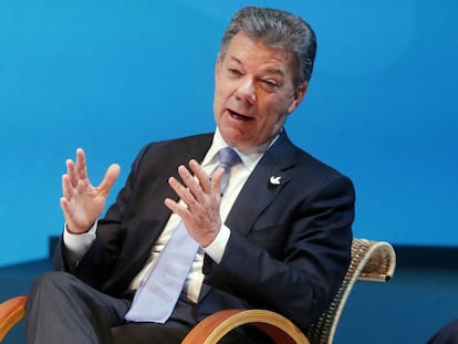 El presidente de Colombia, Juan Manuel Santos, participa en la III Cumbre Empresarial de la Alianza del Pac&iacute;fico y sus Estados Observadores.