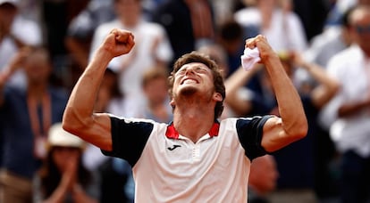 Carreño celebra su triunfo contra Raonic en los octavos.