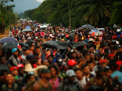 La caravana de migrantes cerca de Escuintla, México, el 20 de noviembre .