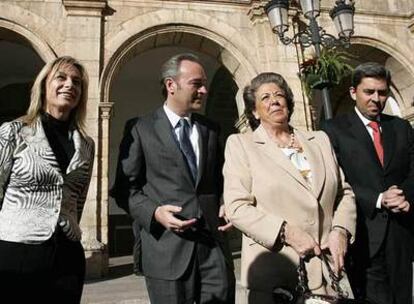 Sonia Castedo, Alberto Fabra, Rita Barberá , Vicente Rambla y Mario Flores ayer en Castellón.