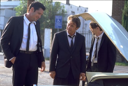 Michael Madsen, Harvey Keitel y Steve Buscemi, en 'Reservoir Dogs', de Quentin Tarantino (1992).