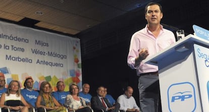 El l&iacute;der del PP andaluz en la presentaci&oacute;n de los candidatos a las alcald&iacute;as, en Marbella.  