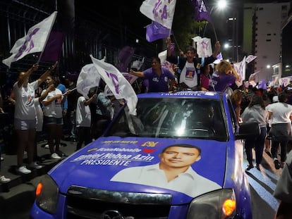 Celebración por el triunfo de Daniel Noboa en Guayaquil.