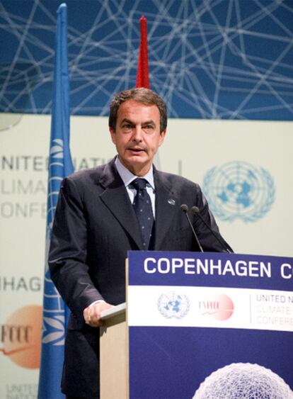 José Luis Rodríguez Zapatero, durante su intervención en la Cumbre del Clima de Copenhague