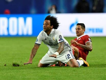 Marcelo y Vitolo en la final de la Supercopa de Europa.