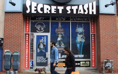 Entrada de Jay & Silent Bob Secret Stash, la tienda de cómics del director Kevin smith en pleno centro de Red Bank (Nueva Jersey).