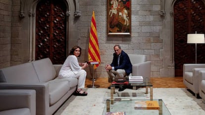 Ada Colau y Quim Torra en el Palau de la Generalitat. 