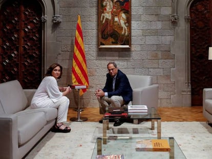 Ada Colau y Quim Torra en el Palau de la Generalitat. 