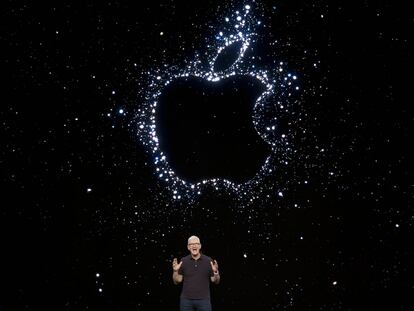 Tim Cook, CEO de Apple, en el evento de hoy.