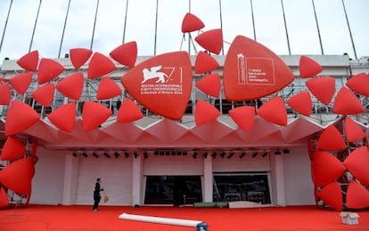 Preparação da inauguração do festival de cinema de Veneza 2014.