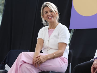 La vicepresidenta segunda del Gobierno y líder de Sumar, Yolanda Díaz, participa en un mitin el 25 de mayo en Palma de Mallorca.