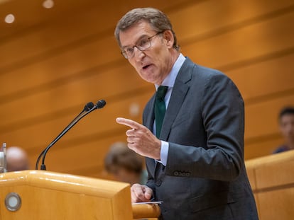 Alberto Núñez Feijóo, este martes en el Senado.