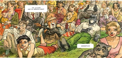 Otra viñeta de 'Todo cae', sexta entrega de la serie 'Blacksad'.