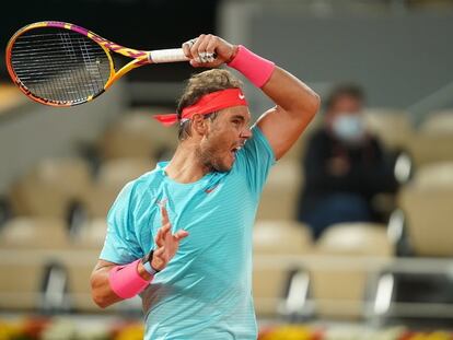 Rafa Nadal, durante su partido ante Jannick Sinner en los cuartos de final de Roland Garros el pasado martes.