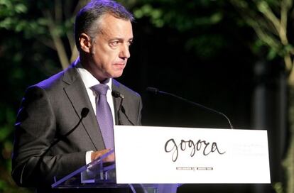 El lehendakari Urkullu, durante su discurso en la inauguración del Instituto Gogora.