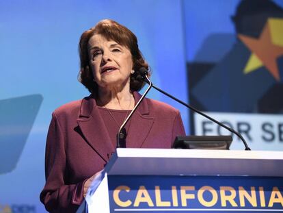 La senadora Dianne Feinstein, en la convenci&oacute;n dem&oacute;crata de San Diego.