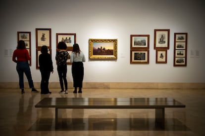 Una muestra de los cuadros que denuncian la extinción de los indios en el Museo Thyssen.