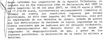 Párrafo de la sentencia que hacer referencia a la declaración a devolver de Leo Messi.