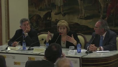 Dolores V&aacute;zquez during a seminar in April in Madrid on the presumption of innocence. 