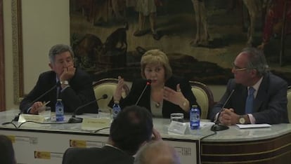 Dolores Vázquez during a seminar in April in Madrid on the presumption of innocence.