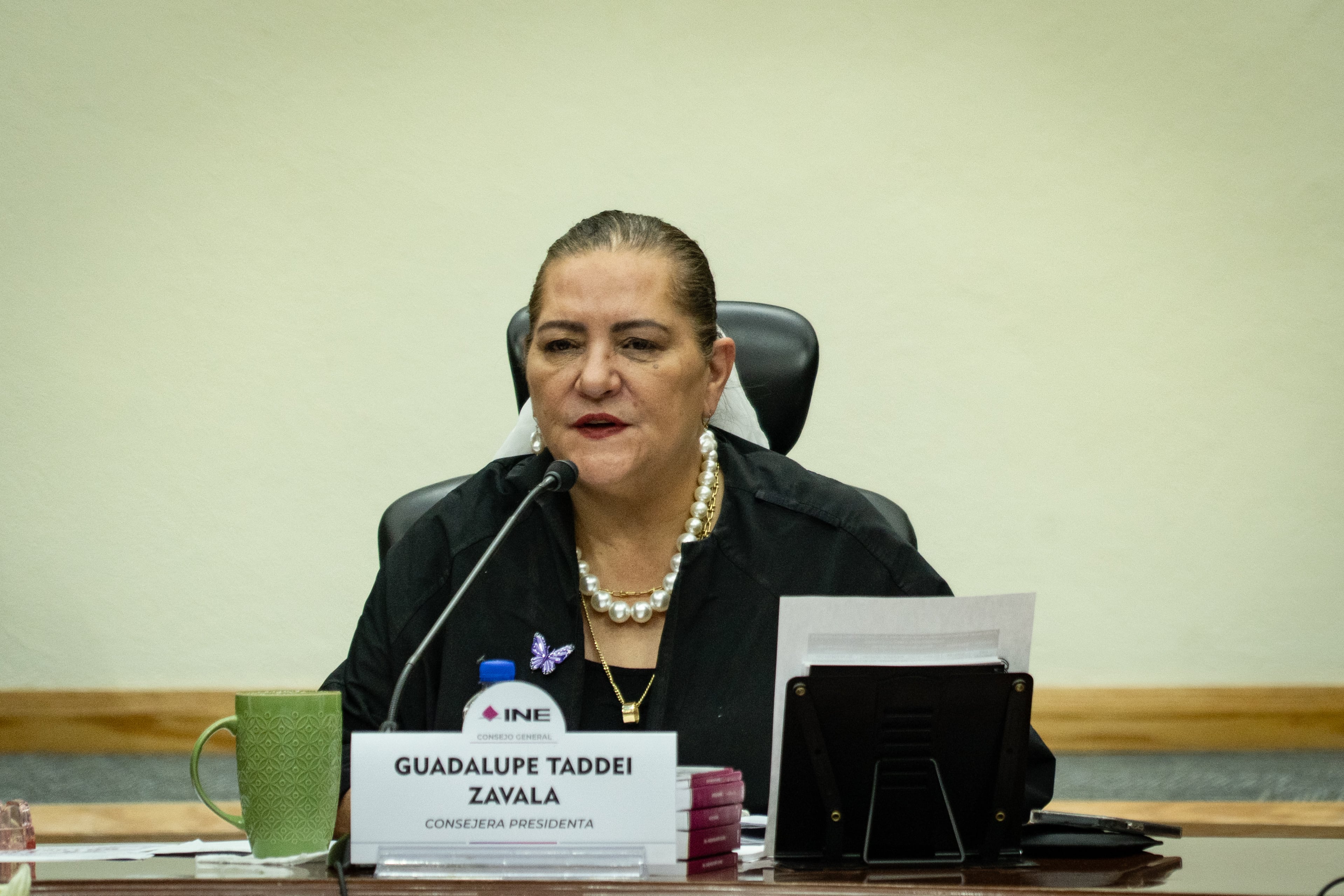 Guadalupe Taddei Zavala en el INE, en Ciudad de México, el 1 de junio de 2025.