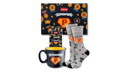 Regalos con oferta para el día del Padre sobre fondo blanco.