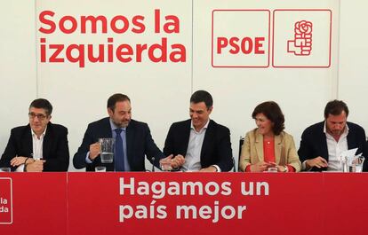 Pedro Sánchez presidiendo la reunión de la ejecutiva federal del PSOE.