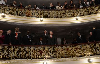 Cuban President Raúl Castro listened to the address from one of the galleries.