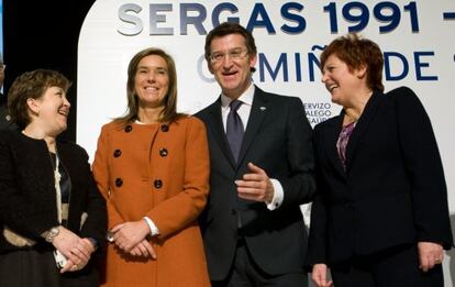 Pilar Farjas, Ana Mato, Alberto N&uacute;&ntilde;ez Feij&oacute;o y Roc&iacute;o Mosquera celebran el aniversario del Sergas en 2012.