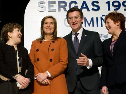 Pilar Farjas, Ana Mato, Alberto N&uacute;&ntilde;ez Feij&oacute;o y Roc&iacute;o Mosquera celebran el aniversario del Sergas en 2012.