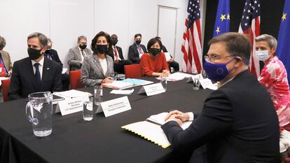 Reunión entre representantes de EE UU y de la UE en el Consejo de de Comercio y Tecnología inaugurado este miércoles en Pittsburgh.