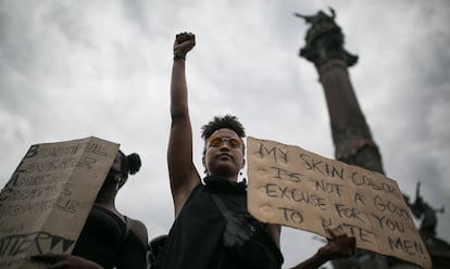 Manifestación antiracista, este domingo en Barcelona.