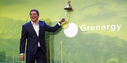 El consejero delegado de Grenergy, David Ruiz de Andrés, durante el estreno de la compañía en el Mercado Continuo este lunes.