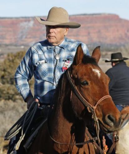Clive Bundy, el pasado día 5 en el funeral del ranchero muerto durante la crisis.