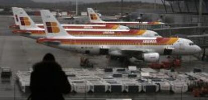 Aviones de Iberia en el aeropuerto de Madrid Barajas