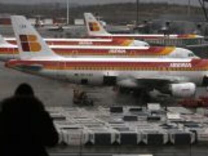 Aviones de Iberia en el aeropuerto de Madrid Barajas