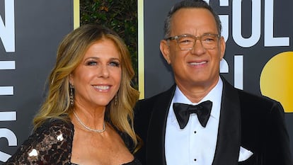 Tom Hanks y Rita Wilson, en los Globos de Oro de 2020.