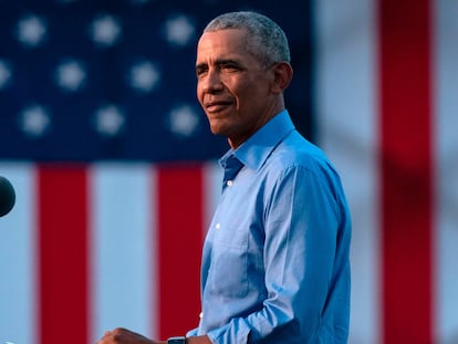 El expresidente de EE UU, Barack Obama, durante el discurso de este miércoles.