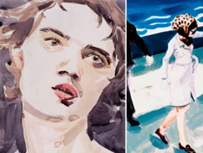 <i>Pete (Pete Doherty), Jackie and John (Jackie fixing John's hair)</i> y Ben drawing, obras de Elizabeth Peyton.