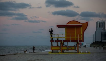 Una caseta de socorristas en Miami Beach.