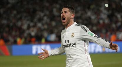 Sergio Ramos celebra su gol. 