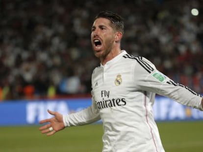 Sergio Ramos celebra su gol. 