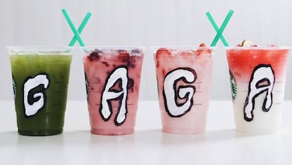 Las cuatro bebidas de la colecci&oacute;n Cups of Kindness lanzadas por Lady Gaga y Starbucks.
 