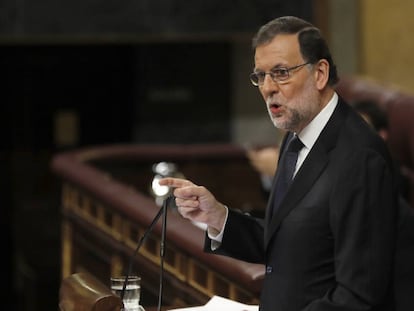 Acting PM Mariano Rajoy addressing Congress on Thursday.