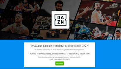 Página de acceso al servicio DAZN.