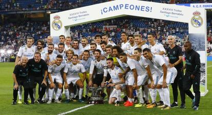 Los jugadores del Real Madrid en el Trofeo Bernabéu.