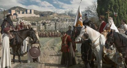 Imagen de la rendici&oacute;n de Granada para el rodaje de la serie de TVE &quot;Isabel&quot;.