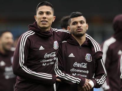 Salcedo y Corona, durante un entrenamiento.